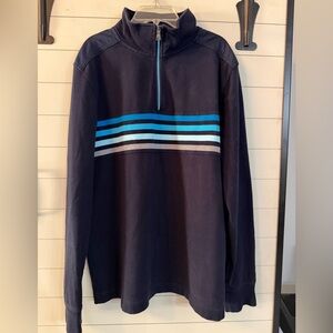 Navy Blue Striped Quarter-Zip Pullover